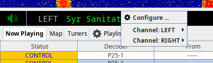 Image of the context menu that appears when you right-click on the audio playback panel