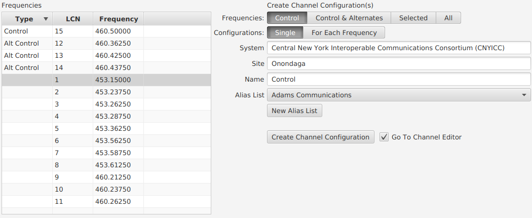 Radio Reference Channel Configuration Editor