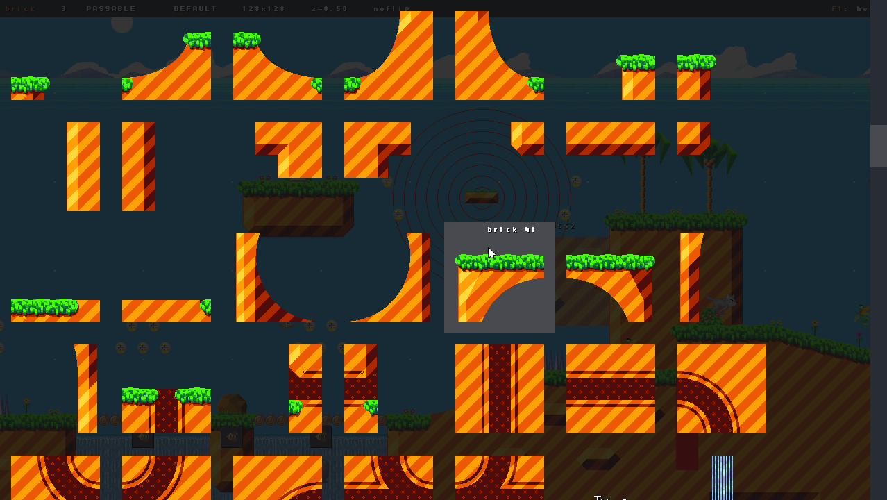 Bricks being displayed in the level editor