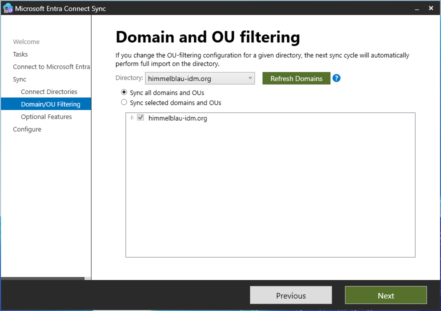 Domain and OU Filtering