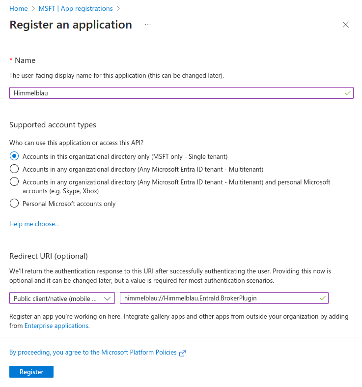 Register a New Application in Azure Entra ID