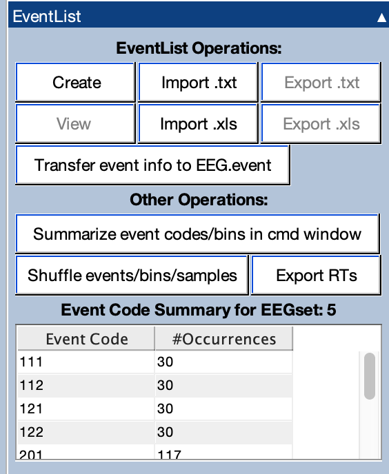 EventList Panel